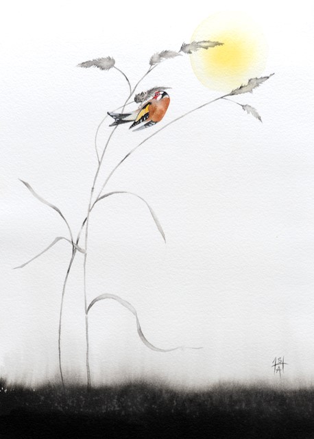 'Goldfinch On Grasses' by artist Sheila Anderson Hardy